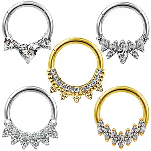 Nouveau Design oreille Capon or Tragu goujon jetable titane F136 Solution boucle d'oreille pour plusieurs Piercing Segment anneau - Product Image 1