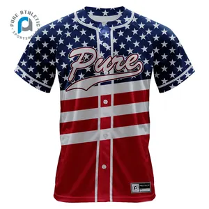 Nom et numéro de l'équipe PURE Sublimation Print Vêtements de sport à séchage rapide Hommes Femmes Enfants Chemises en jersey de baseball personnalisées