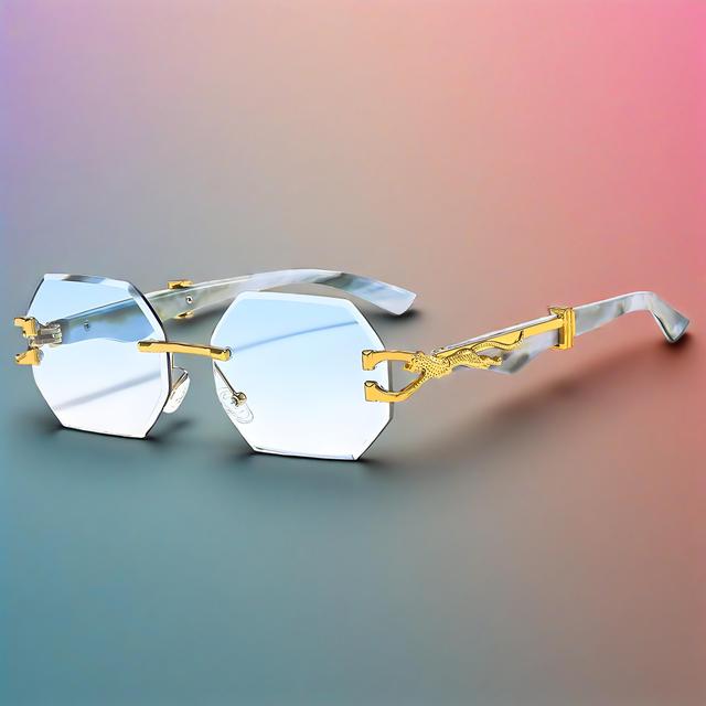 Luxury Rimless Polygon Cut Sunglasses UV400 Italy Design High End Fashion Eyewear for Men and Women 2025 Trend