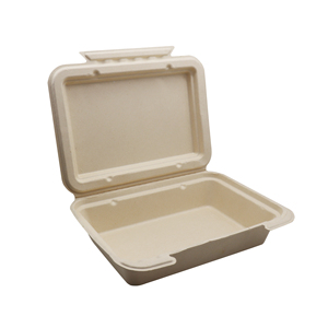 PFAS-freie 9x6 Clamshell Lunchbox aus Bagasse, kompostierbar, ölbeständig, kompostierbare Meal-Prep-Behälter für Takeaway - Product Image 1