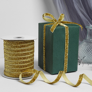 Bán Buôn 1Cm Kim Loại Ribbon Gói Quà Tặng Long Lanh Nhung Ribbon Trang Trí Ribbon Cho Giáng Sinh Tổ Chức Sự Kiện 50 Yards - Product Image 6