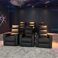 Sofá reclinable eléctrico de 3 asientos de cuero genuino para cine en casa, silla de cine con luz LED, sillones reclinables eléctricos para cine