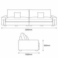 Canapé compact moderne modulable trois places en mélange de lin chenille gris et noir, écologique, amovible, 320 cm, pour petit salon - Vente en gros