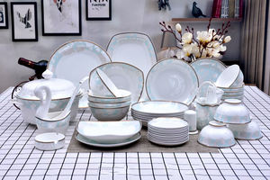 12 piezas de muestra disponibles Morden Luxury Kitchen Bone China Vajilla On-glaseado Bone China 52 PCs Dinner Set Pakistán - Product Image 6
