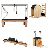 Tempat Tidur Cadillac Reformer Model Kayu Oak Multifungsi Meja Latihan Inti dengan Ring Gantung - Aman, Tahan Lama, Sehat untuk Home Gym