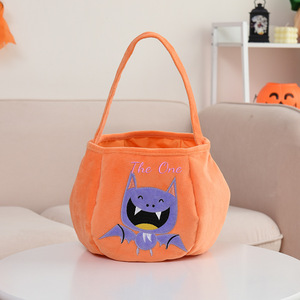 Panier à bonbons portable en forme de baril, décorations d'Halloween personnalisées brodées, sac à bonbons, fournitures de fête, vente chaude - Product Image 2