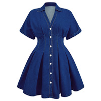 Robe en jean grande taille de haute qualité à manches courtes pour femme