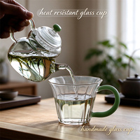 Produits uniques, verres à thé de 4 oz, petits, transparents, lavables au lave-vaisselle, verres à boire en verre borosilicate soufflé à la main avec poignée colorée