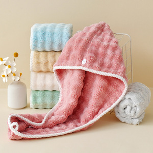 Serviette de séchage capillaire en polaire corail 25x65 cm, séchage rapide, couleur unie, pour usage domestique, avec bandeau intégré - Product Image 2