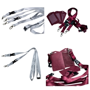 Cordón Porta Tarjetas de Alta Calidad de <span class=keywords><strong>Qatar</strong></span>, de Cuero Granate, con Gancho para Llavero, para Profesores y Personal, de Poliéster - Product Image 1