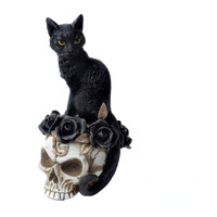 Poliresina caveira grimalkin gato unisex esculturas padrão, polyresina,