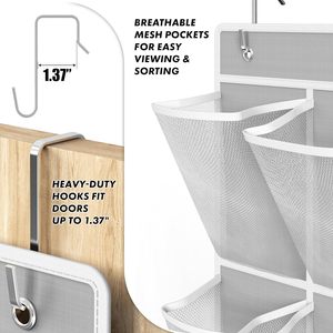 Simple Houseware 24 Pocket Over Door Shoe Organizer Grey 2 Pack Lightweight <b>Hook</b> Type Storage Rack for Shoes - Product Image 4
