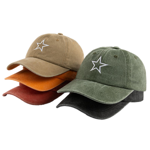 Casquette de baseball unisexe ajustable en coton lavé avec broderie étoile, 6 panneaux, style Dad Cap, qualité supérieure - Product Image 1