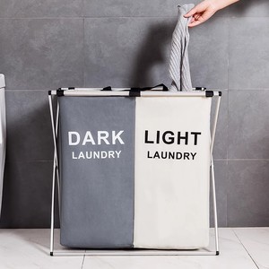 Cesta plegable para la <span class=keywords><strong>ropa</strong></span> <span class=keywords><strong>sucia</strong></span> en forma de X, organizador de 3 rejillas, bolsa de almacenamiento de tela impermeable con estante - Product Image 3
