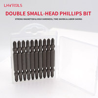 LJ-89 10 embouts de tournevis cruciformes double extrémité 65 mm, sablés, en acier S2 PH2, petite pointe, tige hexagonale, étui plastique, DIY OEM