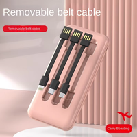 Kabel isi daya Mini ultra-tipis 10000 MA, kabel daya ponsel Digital dengan tampilan LED kapasitas besar dapat dilepas