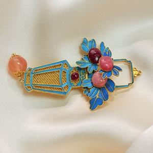 Broche de Rubí Chapado en Oro de Lujo para Mujer, Joyería de Estilo Chino, Accesorios de Ropa Chapados en Plata - Product Image 1