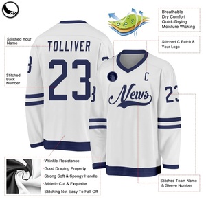 Maillot de hockey sur glace en maille entièrement polyester BETHERIVAL, crêtes en twill, maillot d'entraînement de hockey - Product Image 6