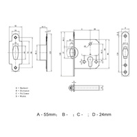 Loquet à rouleaux antivol, serrure à rouleaux en acier, corps de serrure à mortaise pour porte