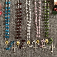 Chapelet de prière multicolore en cristal clair, livraison gratuite, 10 couleurs, perles à facettes, chapelet de prière catholique en cristal