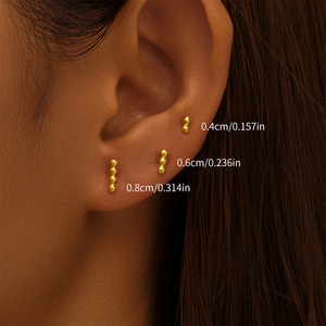 CANNER Juego de 3 Piezas de Plata de Ley 925, Aretes de Barra con Cuentas Redondas y Diseño de Flor de Rosa para Mujer - Product Image 4