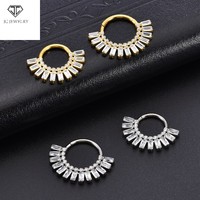 Offre Spéciale titane corps Piercing bijoux articulé Segment anneau Asscher coupe nez anneau hélice boucle d'oreille Zircon ensemble pour les mariages