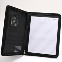 Portafolio de Cuero A4 Promocional para Negocios, con Cierre, Logotipo Personalizado, Organizador Duradero, Bloc de Notas, Calculadora, Corporativo