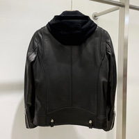 Veste de moto courte en cuir véritable pour homme, coupe ajustée, capuche amovible, 2026 Star