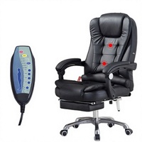 Chaise de bureau ergonomique de direction à prix avantageux avec massage 7 points, en cuir PU moderne, acier inoxydable, hauteur réglable et repose-pieds