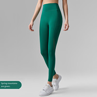 Pantalon de yoga et de fitness pour femme, taille haute, ajusté, couleur unie, avec coutures en maille respirante et poche latérale sans couture apparente