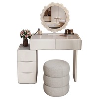 Table de toilette de luxe pour petit appartement Zinan, en bois massif, bureau de maquillage intégré, design contemporain, écologique, fait à la main
