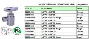 Valve d'arrêt d'angle <span class=keywords><strong>multi</strong></span>-tour sans plomb-raccord <span class=keywords><strong>de</strong></span> compression pour systèmes <span class=keywords><strong>de</strong></span> plomberie - Product Image 3