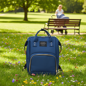 Mochila de pañales colorida Myrva para mamás, material de poliéster, gran capacidad con múltiples bolsillos, diseño azul, ideal para Ou - Product Image 2