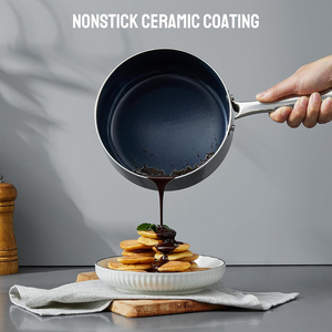 Juego de Utensilios de Cocina de 6 Piezas de Aleación de Aluminio con Revestimiento Cerámico Moderno, Asas de Acero Inoxidable, Tapas de Vidrio Transparente, Antiadherente, Apto para Inducción - Product Image 5