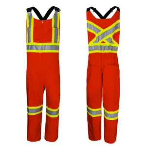 SMASYS Zipper Closure Uniforms Workwear Orange Overall with High Reflective Tape