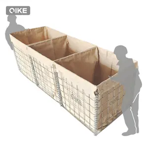 UV resistant galvanized wire mesh cage sand container Hesko Barrier MIL7 mil 19 itary sandbags defensive barrier Bastion wall