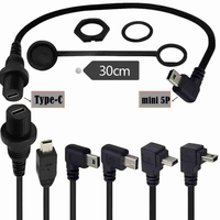 Câble USB coaxial optique étanche mâle-femelle vers Mini 5P avec gaine en PVC pour montage encastré sur tableau de bord de voiture, bateau, moto