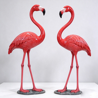 Ensemble de sculptures de flamants roses en fibre de verre, statue de flamant rose rouge en FRP, sculpture animale pour aménagement paysager extérieur, parcs et installations aquatiques