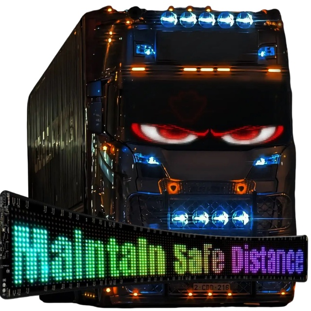 Ultra-Thin LED Display Screen for Cars and Trucks Smart Car Sticker with Rolling Eyes Waterproof Flexible Light Panel