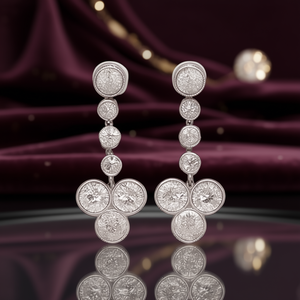 E1578 Orecchini in Oro Bianco con Diamanti Naturali Taglio Brillante Rotondo Stile Classico da Donna Gioielli Raffinati per Matrimonio - Product Image 2