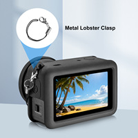 PULUZ pour accessoires de caméra DJI Osmo Action : Housse de protection en silicone durable, dragonne, capuchon d'objectif et étuis étendus pratiques