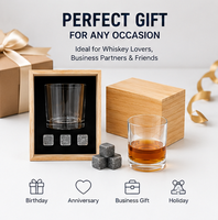 Verres à whisky ronds sans plomb personnalisables par gravure laser et ensemble de pierres à whisky avec boîte en bois – Fabricant Shunstone
