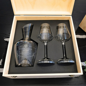 Copas de <span class=keywords><strong>Vino</strong></span> de Cristal Personalizadas con Logotipo y Decantador de <span class=keywords><strong>Vino</strong></span> con Posavasos en Caja de Regalo de Madera para Bodas - Product Image 3