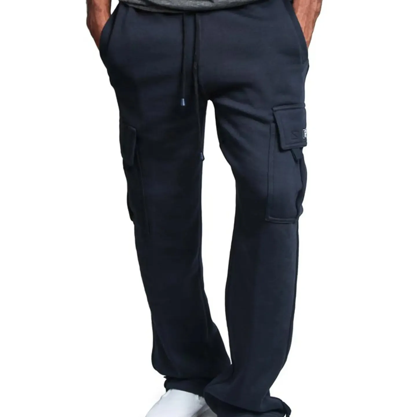 Pantalon de travail décontracté multi-poches pour hommes populaires transfrontaliers Tube droit à la mode de couleur unie pantalon pour hommes