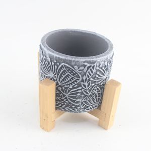 Macetas Minimalistas de Forma Redonda con Soporte, Macetas de Cemento y Hormigón, Estilo Relieve, Agricultura Urbana - Product Image 3