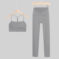 Ensemble de soutien-gorge de sport et leggings évasés en nylon et élasthanne extensible pour le yoga, la gym et l'entraînement – Vente en gros