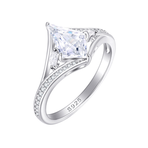 Custom Factory Supplier Bulk Fine Jewelry Trendy Rhodium Plated S925 <b>Silver</b> Cubic Zircon Wedding Engagement <b>Ring</b> Anniversary - Product Image 2
