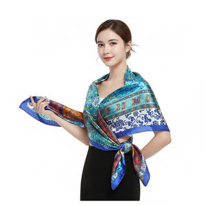 <span class=keywords><strong>Pañuelo</strong></span> de Seda con Diseño de Azulejos Marroquíes Azules, 90 cm Cuadrado, de Satén, para Mujer, Versátil como <span class=keywords><strong>Pañuelo</strong></span> para el Hombro y Decoración para el Cabello - Product Image 1