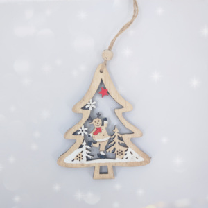 Adornos de Rodajas de madera de Navidad, ideas de corte láser, <span class=keywords><strong>Reno</strong></span> redondo hueco, árboles de Navidad, diapasón, tallado de madera, proveedor de adornos - Product Image 3