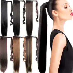 30 Inch Lange Afro Kinky Krullend Braziliaanse Rechte Trekkoord Paardenstaarten Hair Extensions Synthetische Paardenstaart